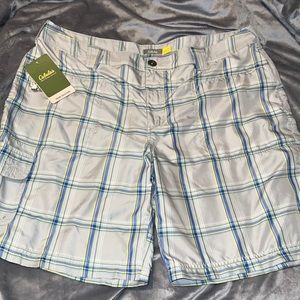 Cabela's Size 18 TRIUNE Goose Grey Plaid Board Shorts